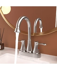 Phying 4 Inch Centerset Bathroom Faucet Brushed Nickel 2 Handle Vanity Sink Faucet For Bathroom Lavatory Sink