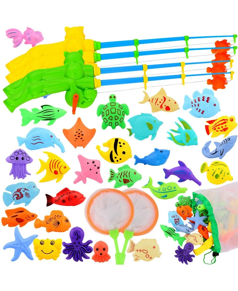 Gnuadz Fishing Game Water Table Bath Toy Kids Outdoor 4 fishing rods fish