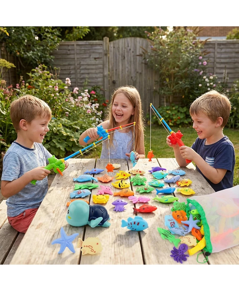 Gnuadz Fishing Pool Game Water Table Bath Toy Rod Floating Fish Kids Gift Outdoor
