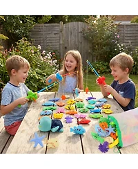 Gnuadz Fishing Pool Game Water Table Bath Toy Rod Floating Fish Kids Gift Outdoor