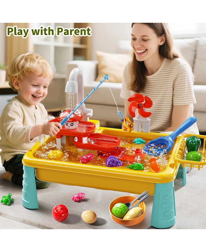 Gnuadz Water Table Kitchen Sink Electric Pump Fishing Games Sensory Play