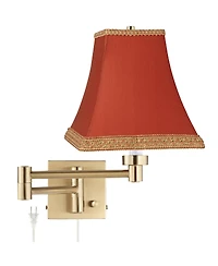 Barnes and Ivy Alta Swing Arm Plug-In Wall Lamp with Square Shade for Bedroom and Living Room