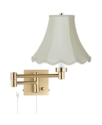 Barnes and Ivy Alta Gold Plug-In Swing Arm Wall Lamp with Creme Shade