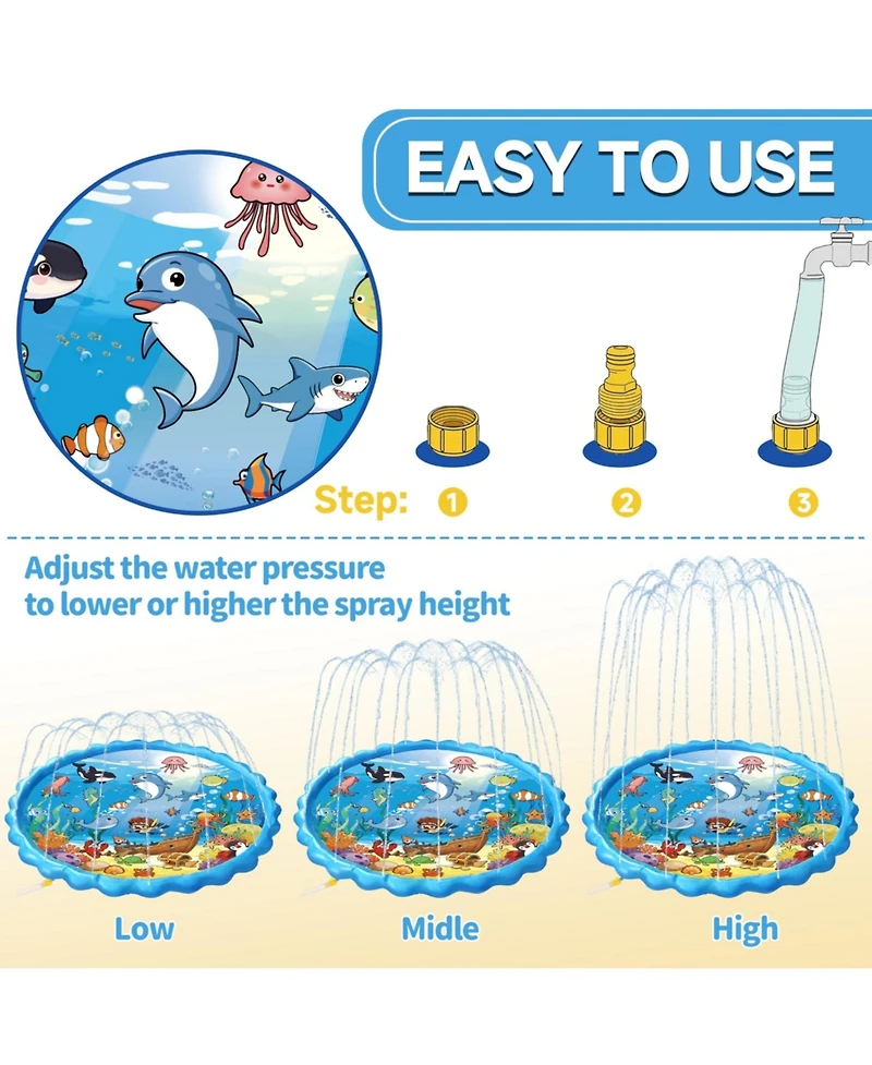 Aofar Splash Pad Sprinkler Wading Pool Outdoor Family Summer