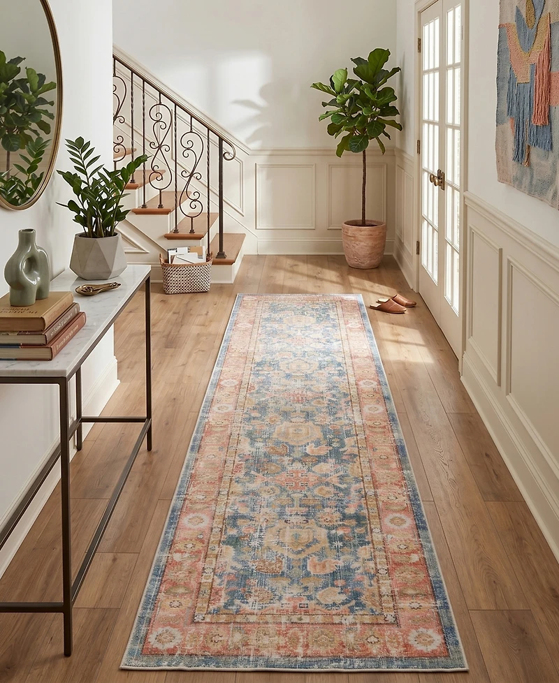 Amer Rugs Century Cen-15 Navy/ Pink 2'6" x 8' Runner Rug