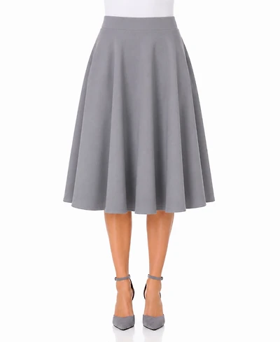 White Mark Women's Flared Pull-On Midi Skirt