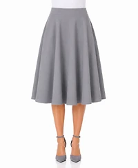 White Mark Women's Flared Pull-On Midi Skirt