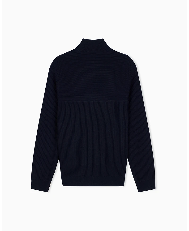 A|X Armani Exchange Men's Wool Cotton Quarter Zip Sweater