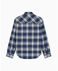 A|X Armani Exchange Men's Crossover Plaid Cotton Shirt with Back Graphic