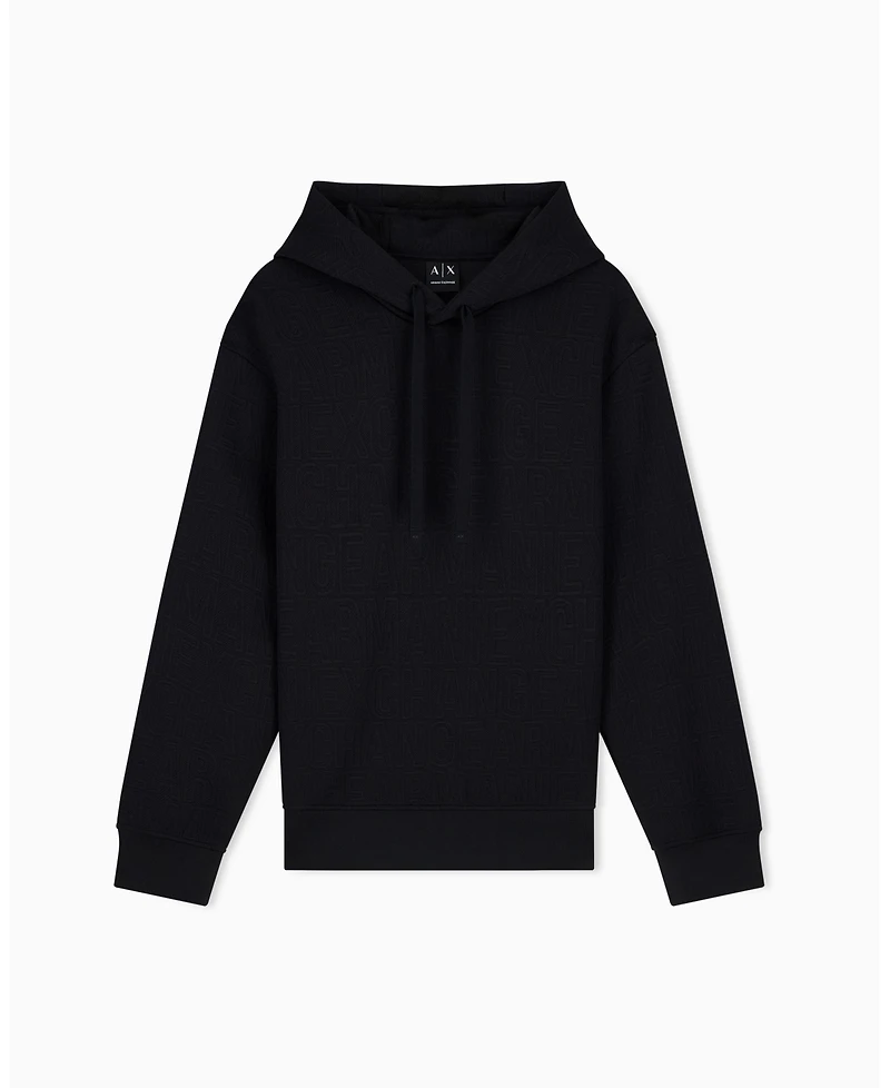 A|X Armani Exchange Men's Jacquard All Over Logo Hoodie Sweatshirt