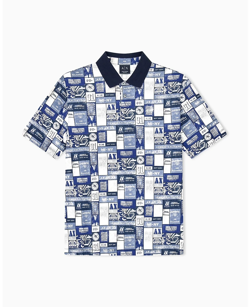 A|X Armani Exchange Men's Collage Logo Polo Shirt