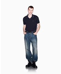 A|X Armani Exchange Men's Mercerized Tipping Johnny Collar Polo Shirt
