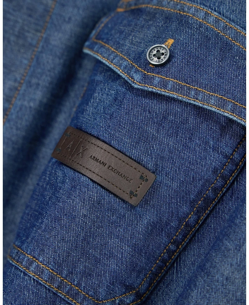 A|X Armani Exchange Men's Long Sleeve Cotton Denim Woven Shirt