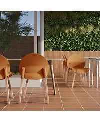 Mondawe 4 Pack Crimson Chairs Oak Wood Legs and Pp Seat