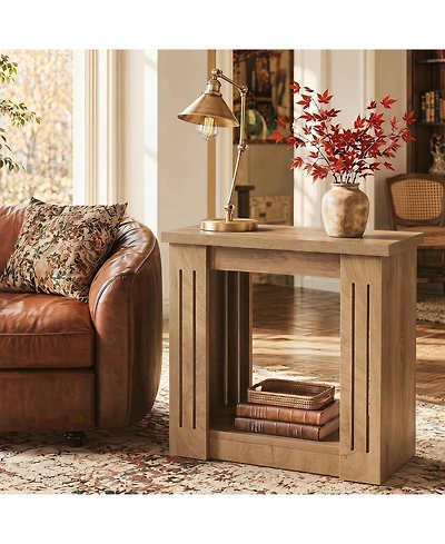 Tribesigns Side Table, 2-Tier Farmhouse End Table with Storage, Wooden Nightstand for Bedroom, Living Room, Office, Small Spaces