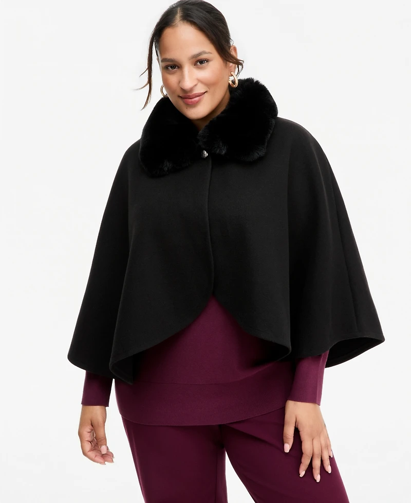 I.n.c. International Concepts Women's Faux-Fur-Collar Cropped Cape, Macy's Exclusive