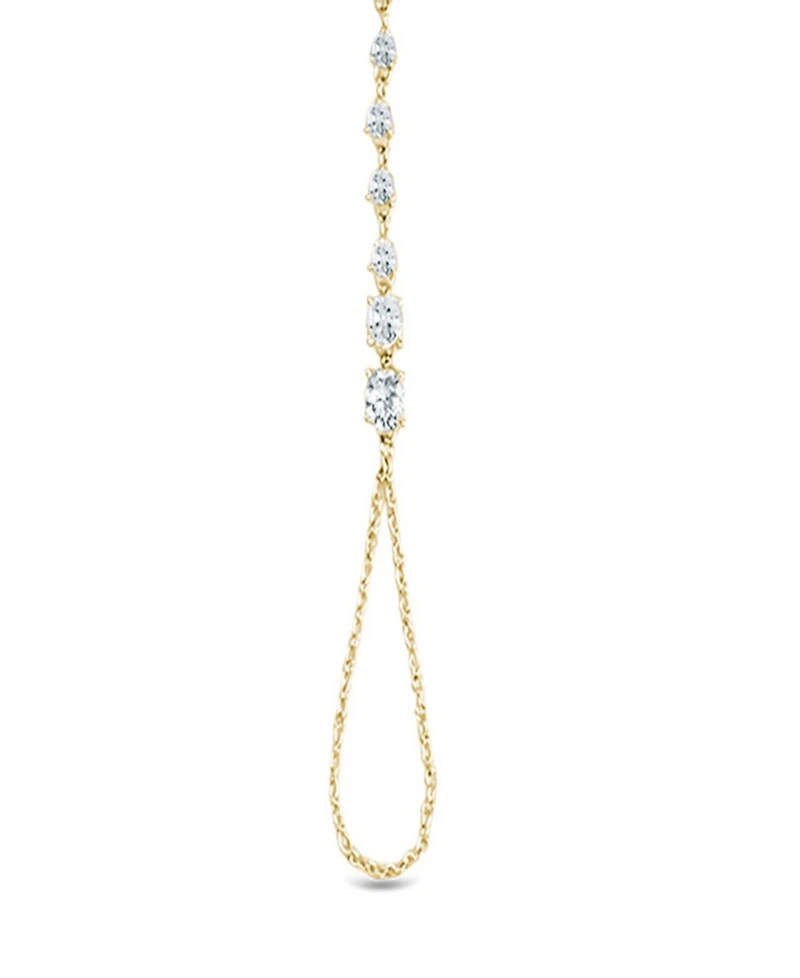 Sterling Forever Rhodium-Plated Brass Anselma Cubic Zirconia Hand Chain