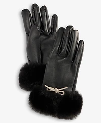 I.n.c. International Concepts Women's Bow Embellished Gloves with Faux-Fur Cuff, Macy's Exclusive