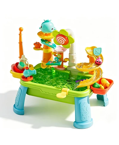 Gnuadz 4-in-1 Kids Sand Water Table Electric Pump Kitchen Sink Fishing Play