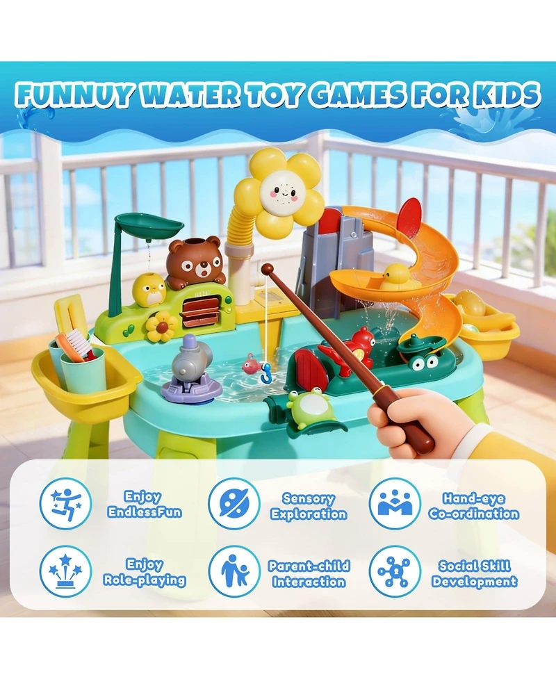 Gnuadz Sand Water Table Electric Pump Kitchen Play Sink Kids Toys