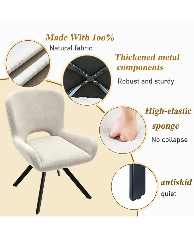 Rainsken Dining Chairs Set of 2, Fabric Frame, Upholstered Dining Chairs, for Dining Room/Kitchen/Living Room