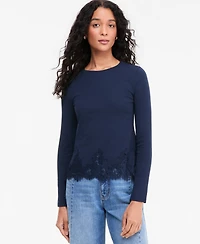 On 34th Women's Long-Sleeve Lace-Trim Knit Top, Macy's Exclusive