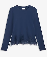 On 34th Women's Long-Sleeve Lace-Trim Knit Top, Macy's Exclusive