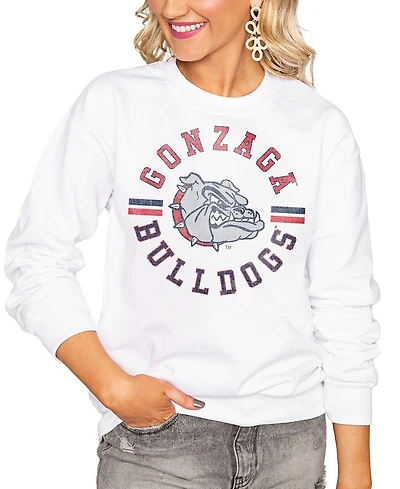 Gameday Couture Women's White Gonzaga Bulldogs Oversized Vintage Days Perfect Crew Sweatshirt