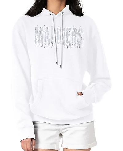 G-iii 4Her by Carl Banks Women's White Seattle Mariners Metallic Drop Fleece Hoodie