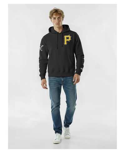 Champion Men's Black Pittsburgh Pirates Reverse Weave Chenille Hoodie
