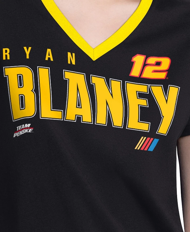 G-iii 4Her by Carl Banks Women's Black Ryan Blaney Best Team V-Neck T-Shirt