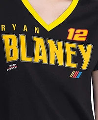 G-iii 4Her by Carl Banks Women's Black Ryan Blaney Best Team V-Neck T-Shirt