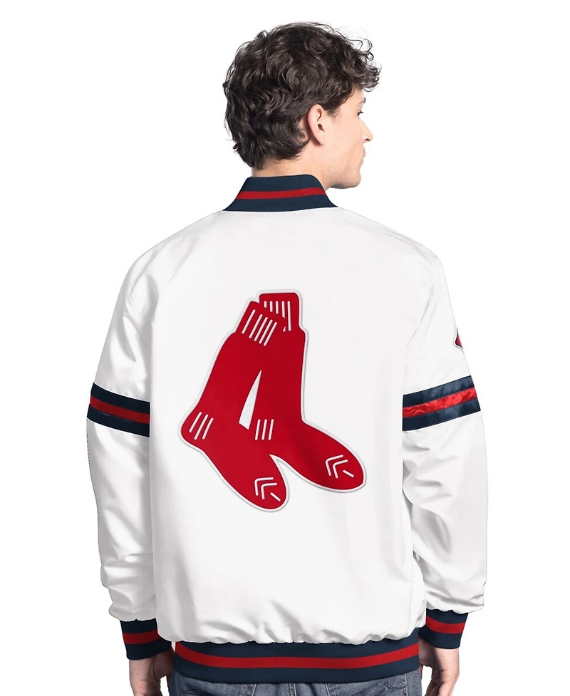 Starter Men's White Boston Red Sox Cooperstown Scout Full-Snap Varsity Jacket