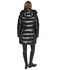 Dkny Women's Pearlized Hooded Walker with Bib Coat