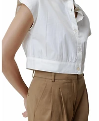 Reistor Women's Oversized Crop Shirt Summer Blue