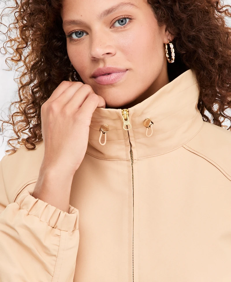 On 34th Women's Funnel-neck Ruched-Sleeve Bubble Hem Jacket, Macy's Exclusive