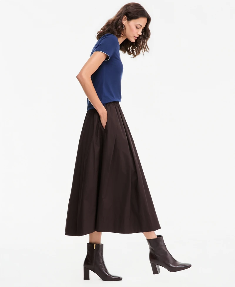 On 34th Women's Pull-On Cotton Poplin Midi Skirt