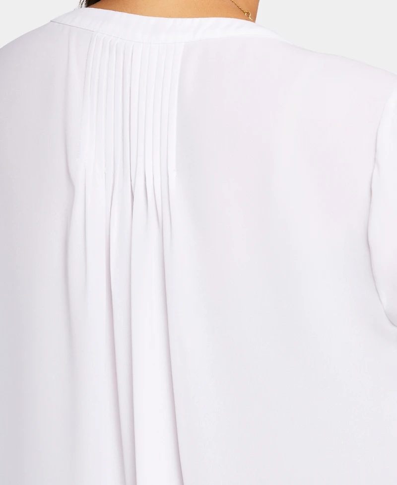 Nydj Women's Pintuck Split Neck Top