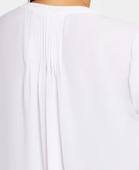 Nydj Women's Pintuck Split Neck Top