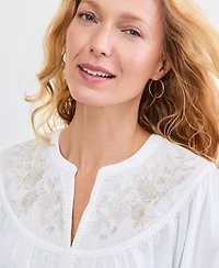 Style & Co Women's Cotton Embroidered Blouse, Macy's Exclusive