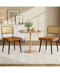 gaomon Rattan Dining Chairs Set of 2, Upholstered Dining Room Chairs with Rattan Backrest, Armless Side Chairs for Kitchen Living Room, Restaurant