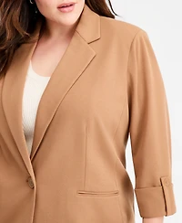 Anne Klein Essentials Plus Roll-Tab-Sleeve One-Button Blazer