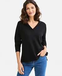 Style & Co Women's Waffle-Knit Relaxed-Fit Hoodie, Macy's Exclusive
