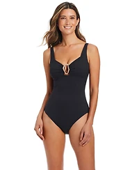 Bleu by Rod Beattie Women's V-Neck Underwire One-Piece Swimsuit