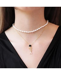 The Lovery Onyx Fish Necklace 14K Gold-Plated Sterling Silver