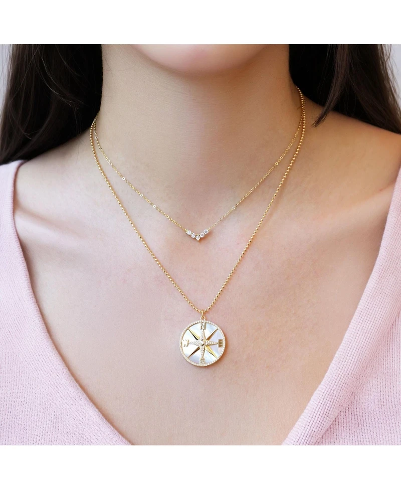 The Lovery Cz Dip Necklace 14K Gold Plated Sterling Silver
