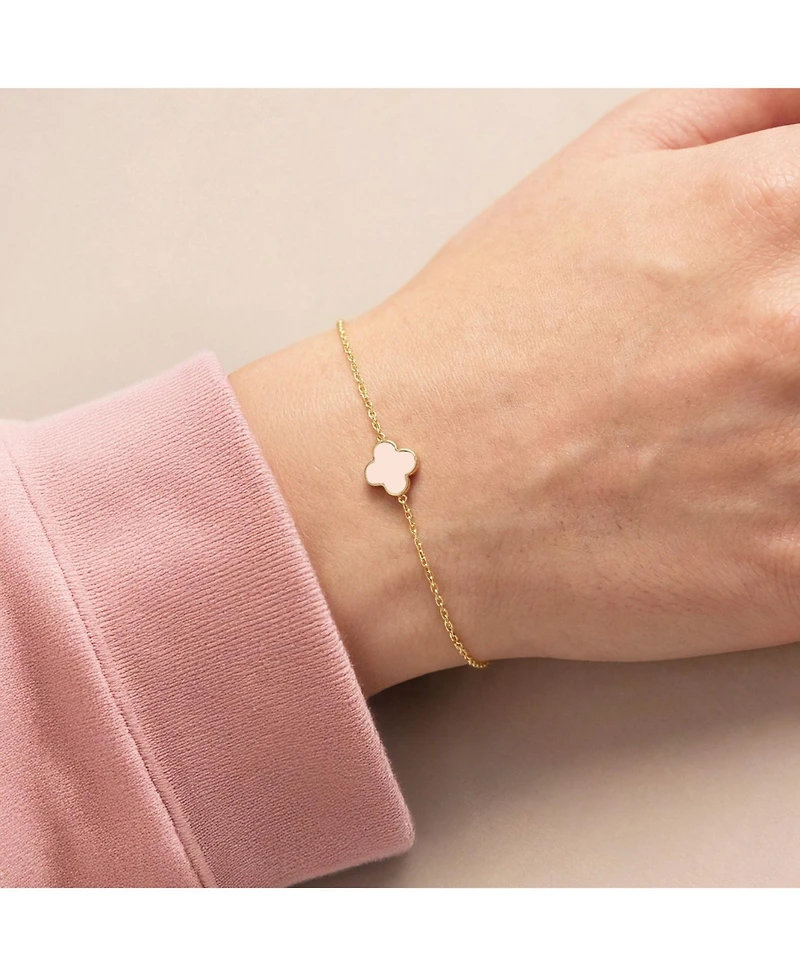 The Lovery Mini Pearl Single Clover Bracelet 14K Gold