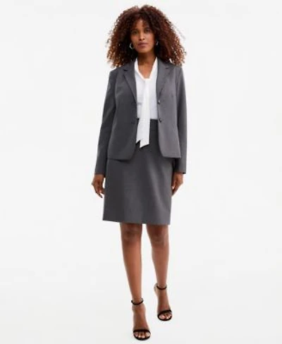 Kasper Womens Washable Notch Collar Two Button Jacket Sleeveless Tie Neck Top Back Zipper Pencil Skirt
