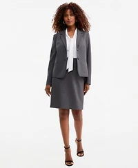Kasper Womens Washable Notch Collar Two Button Jacket Sleeveless Tie Neck Top Back Zipper Pencil Skirt