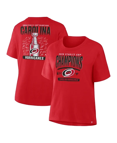 Fanatics Women's Red Carolina Hurricanes 2026 Nhl Stanley Cup Champions Signature Roster T-Shirt